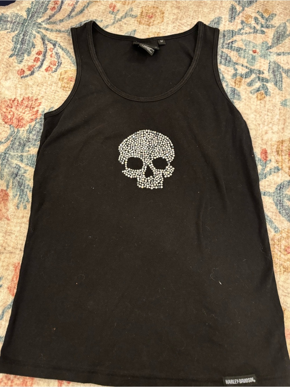 Harley-Davidson Black Tee with Crystal Skull
